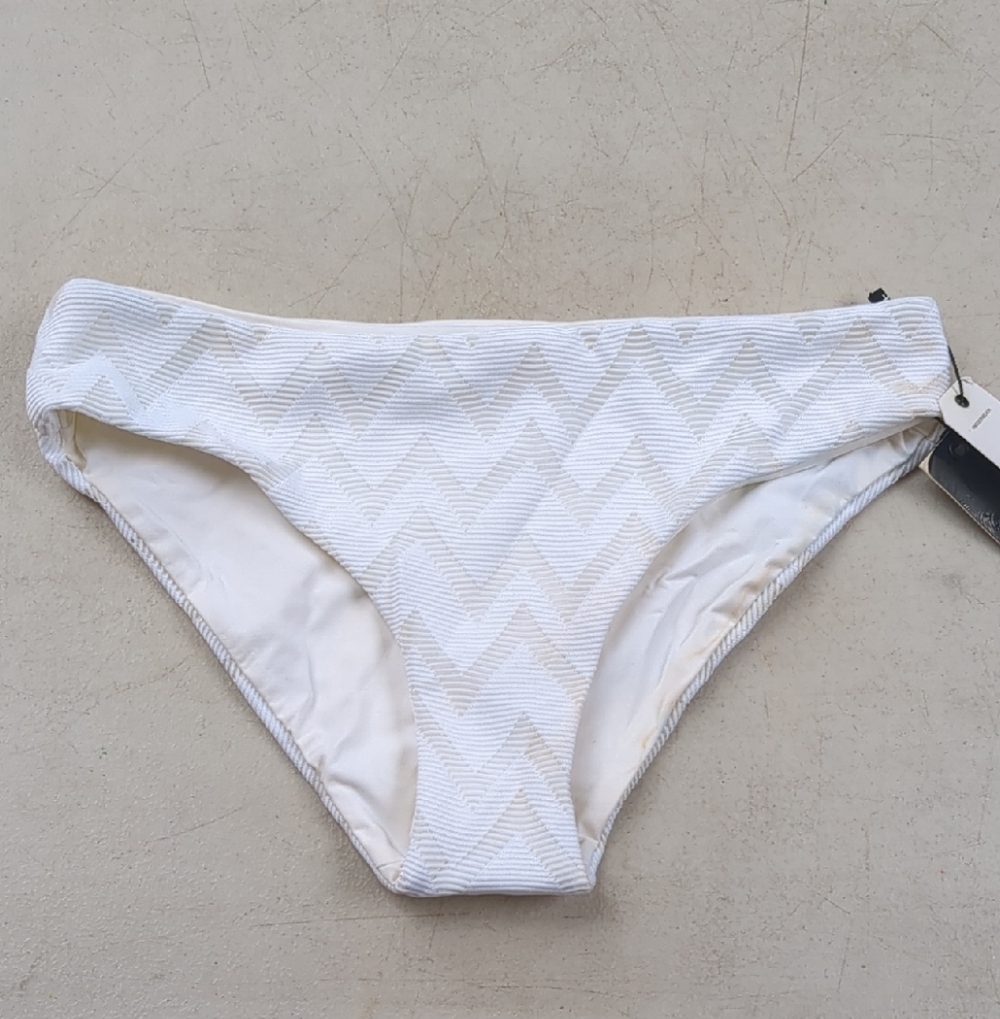 Tavik White Textured Chevron Bikini Bottom - Classic Low-Rise